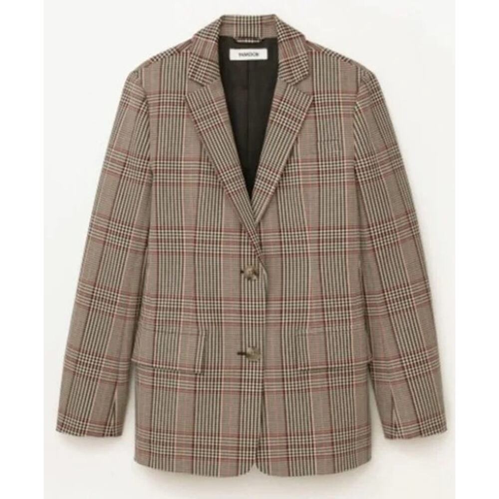 Thakoon Beige Plaid Blazer with Red Windowpane